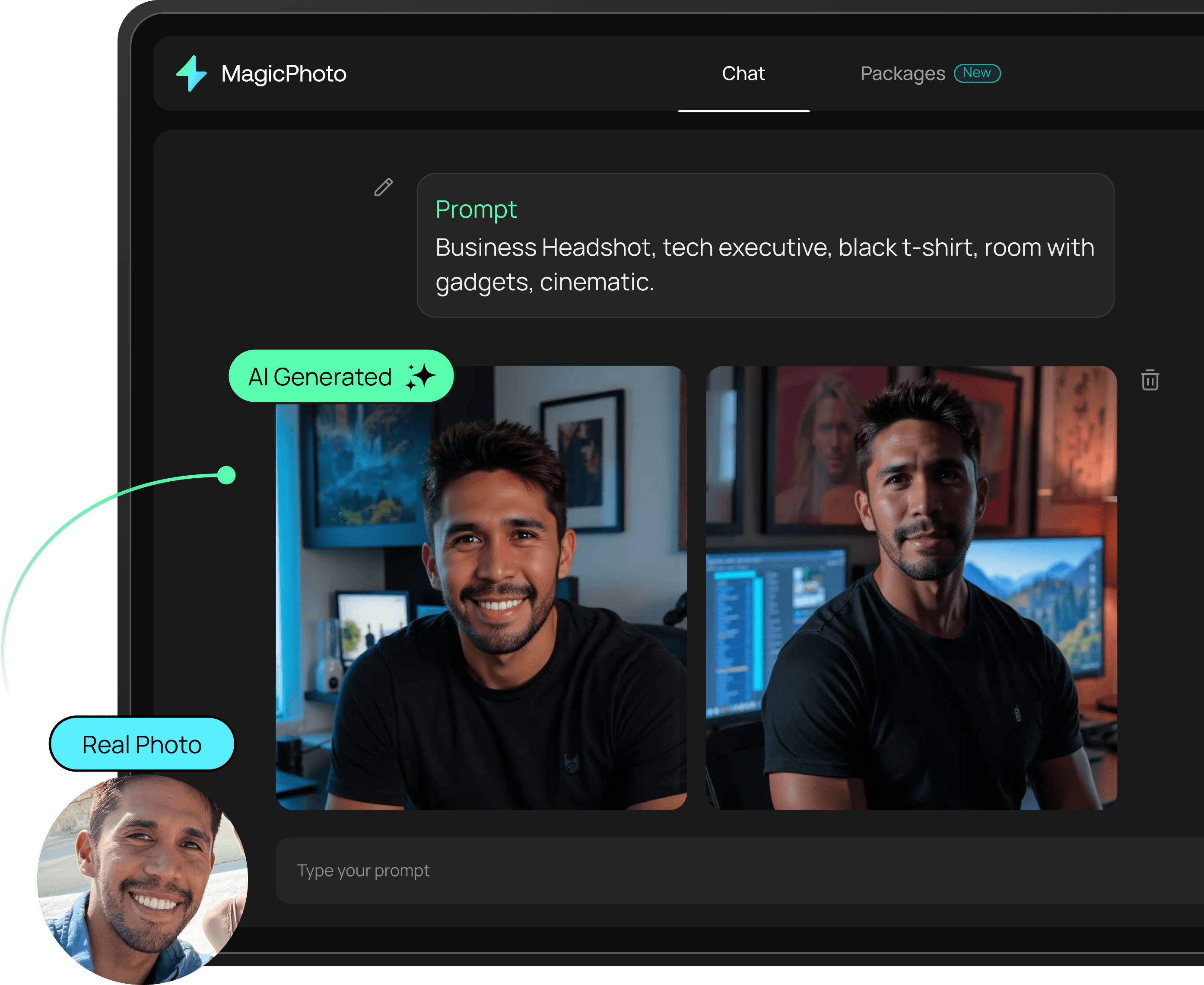 AI Photos generated from a real photo as a demo.
